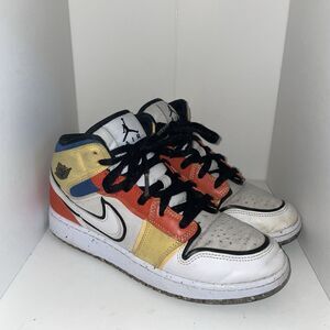 Nike Air Jordan Retro 1 Mid SE Multicolor Canvas Shoes 6.5Y Wmn 8